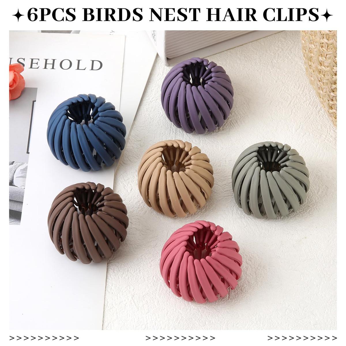 6Pcs Birds Nest Hair Accessories Bun Maker Clips Expandable Ponytail Holders Shaped Hairpins for Women and Girls