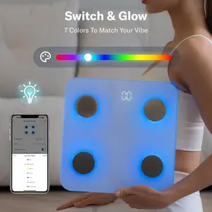 Smart Body Fat Scale Digital with BMI Fat Percentage Muscle Mass Color Changing Bluetooth 400 lb High Precision G-sensors