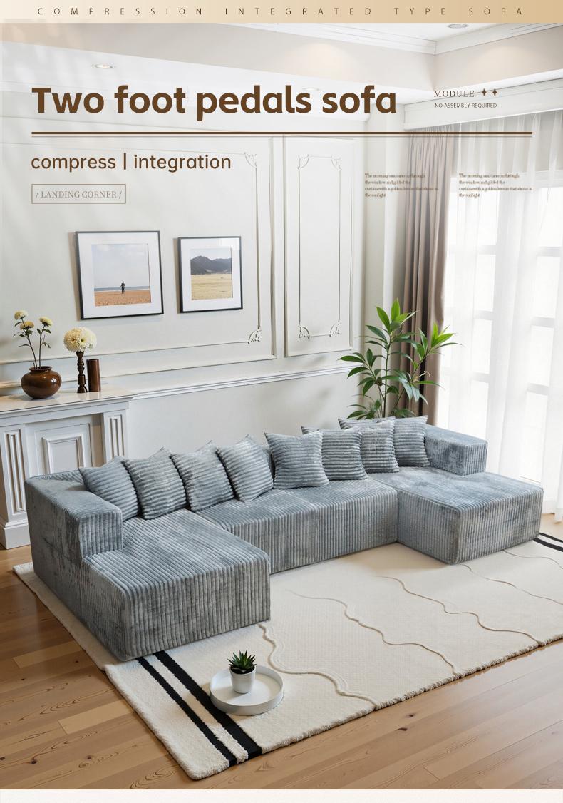 【3 Packages shipping】133"Large modular sofa with 8 pillows and double lounge chairs, U-shaped no assembly required, deep seat modular cloud sofa 【3 Packages shipping】133"Large modular sofa with 8 pillows and double lounge chairs, U-shaped no assembly required, deep seat modular cloud sofa
