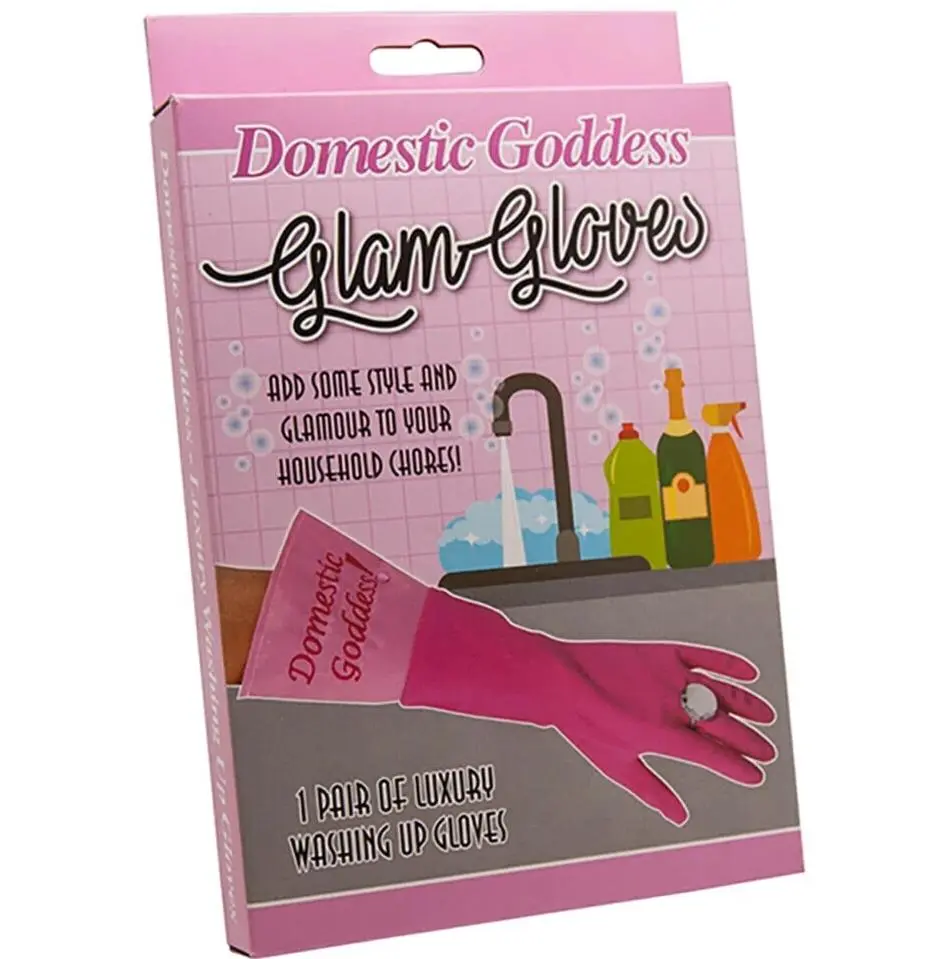 💎 Domestic Goddess Glam Gloves – Pink with Bling Diamond