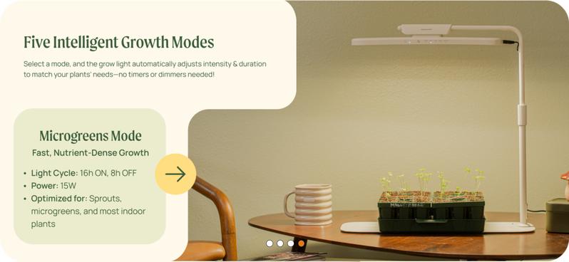 Vego Garden Grow Lights Stand for Indoor Plants Full-Spectrum LED Light with 5 Modes & Adjustable Height 14.9" to 22.5" for Seedlings Fruit Herbs Greens & Microgreens Heavy Duty Greenhouse Modern Design