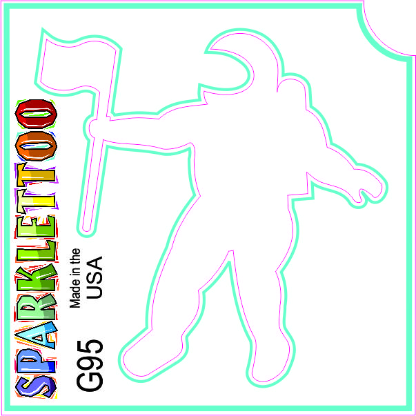 212 MAIN 100-Pack Astronaut Design 2-Ply Glitter Tattoo Stencil Set, American Made, FDA-Compliant, Ruby Red Paint G95-2, Kid-Safe, for Men's Special Occasion Costumes & Accessories