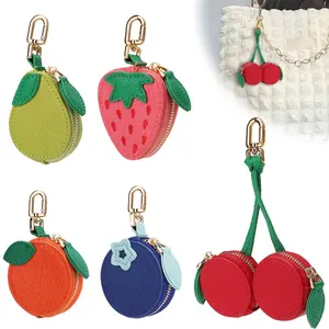 Cute Fruit Shaped Coin Purse Keychain - AirTag Mini Wallet, Durable Coin pouch, Mini Zipper Make Up Bag Keychain,Fashion GifCoin Holder for Women