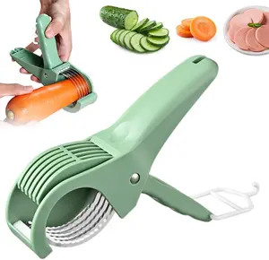 Multifunctional Banana Slicer and Vegetable Cutter, Stainless Steel Slicer Cutter with ABS Handle, for Even Slicing Banana, Carrot, Sausage, Ideal Cutter Tools for Fruit Salad and Kitchen (Green)