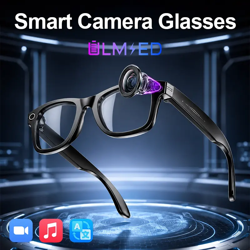 ULMIED Smart Camera Glasses, 8MP Camera for Everyday Recording, Hands-Free Wearable Glasses with Bluetooth Audio, Photochromic Lens, Outdoor Travel Glasses