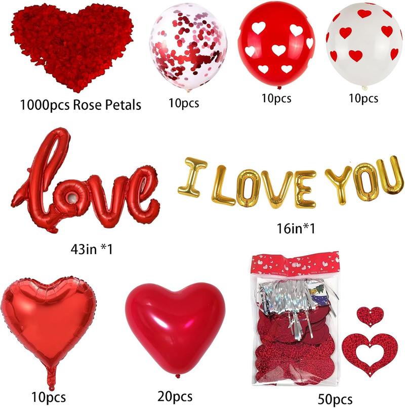 Valentine’s Day Balloons Set with Silk Rose Petals – I Love You Heart Balloons, Romantic Party Decor & Valentine Decorations Supplies Valentine’s Day Balloons Set with Silk Rose Petals – I Love You Heart Balloons, Romantic Party Decor & Valentine Decorations Supplies
