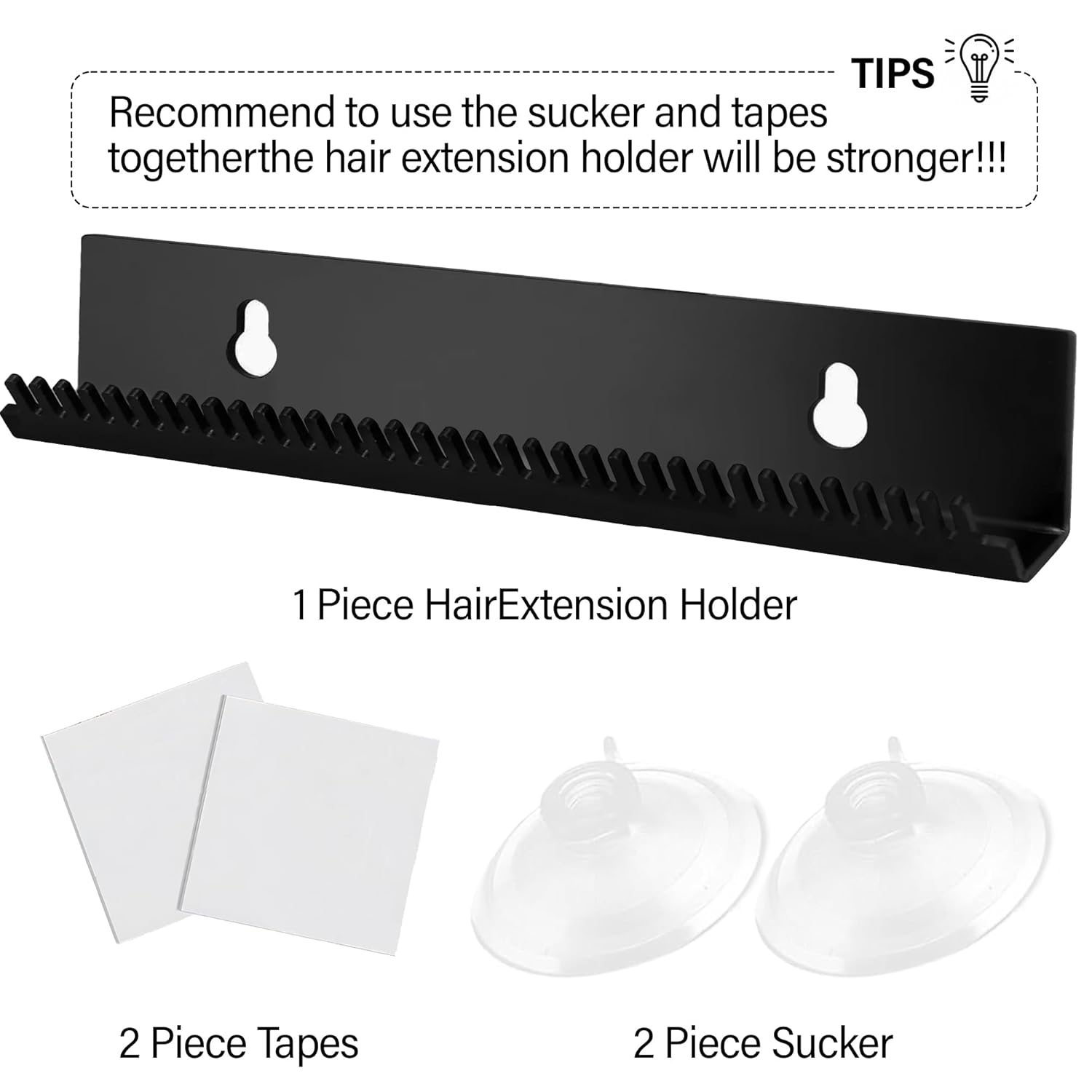 Hair Extension Holder Weft Holder Braiding Hair Rack with 2 Suction Cups for Extra Wide Wefts Including Halos, Hand Tied Wefts, Beaded Wefts & Full