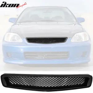 Grille for Honda Civic 1999-2000 Type R Unpainted Black Bumper Grille ABS