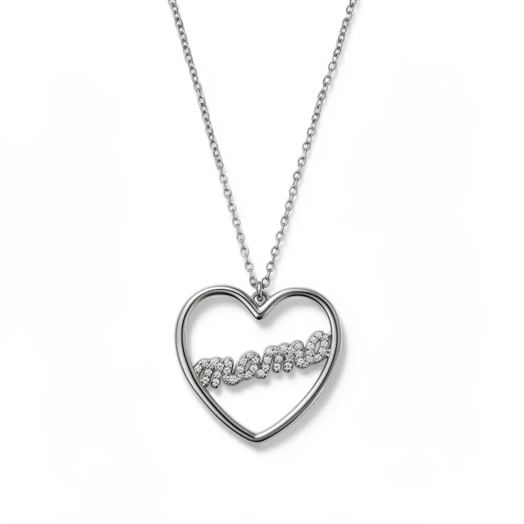 Sterling Silver 925 Heart Name Necklace with Cubic Zirconia