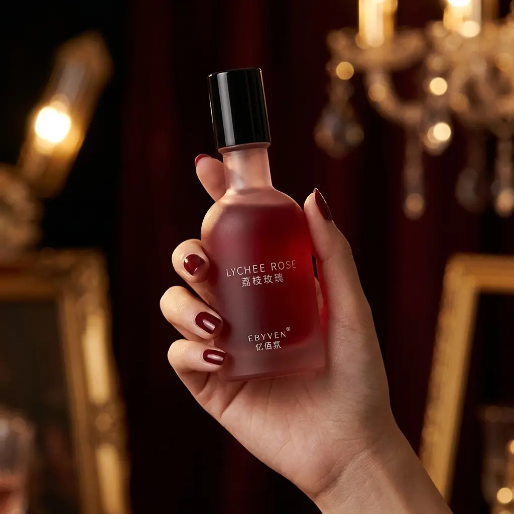 EBYVEN Women's Lychee Rose Eau de Toilette - Alcohol Base Regular Ed, Litchi Rose & Red Wine Woody Musk Notes, Dark Romance Scent, Luxury Evening Wear Perfume, 1oz