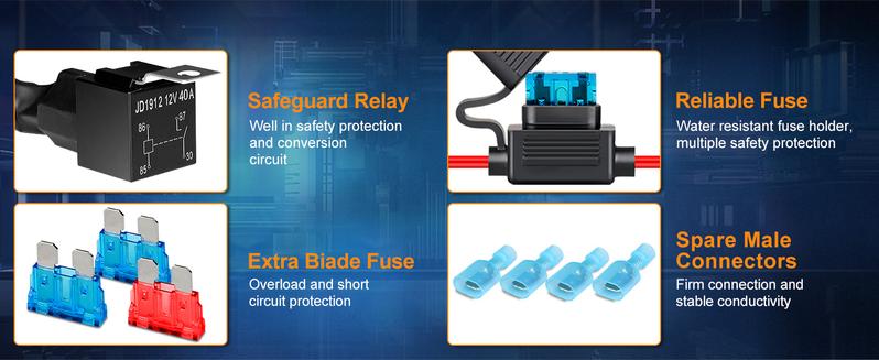 NAOEVO 7 Inch LED Light Bar 240W 24,000LM Offroad Fog/Driving Lights with 2 Leads Wiring Harness Kit, Spot Flood Combo Beam, 2-Pack (White)