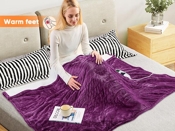 Greenoak Heated Blanket Electric Throw 50"X60", Heating Blanket with 10 Heat Levels 8 Hours Auto-Off,Fleece Soft Christmas Blanket,Gifts for Grandma Seniors Mom