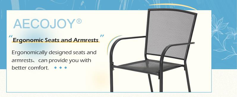 AECOJOY 5-Piece Outdoor Table and Chair Set with 1.73" Umbrella Hole 1 Table & 4 Stackable Garden Chairs for Patio Bistro Deck