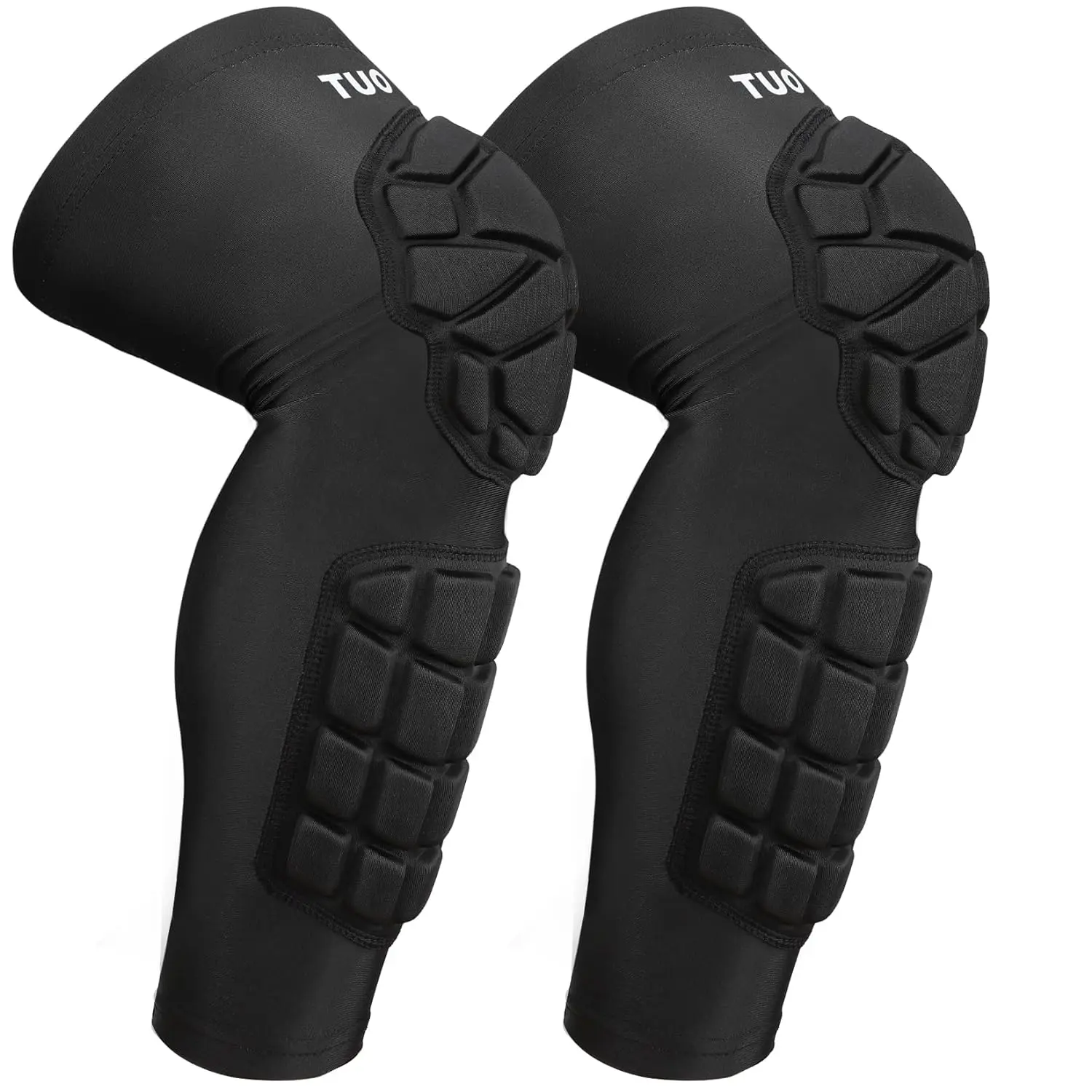 TUOY 1 Pair Sports Knee Pads with Shin & Calf Guards - Thick EVA Foam, Anti-Slip Breathable Compression Sleeves, Protector for Basketball, Gym, Work, Guard