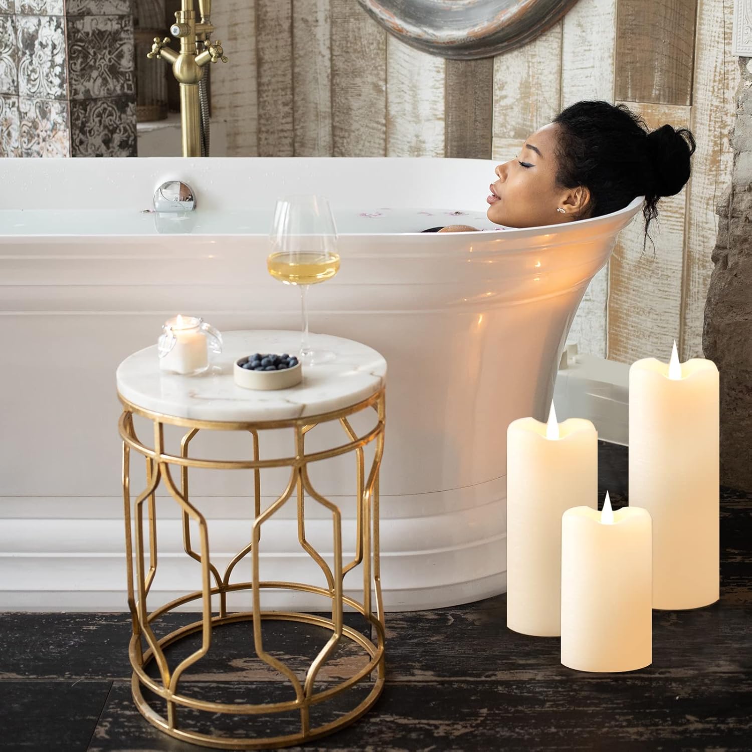 Flickering Flameless Candles with 3D Moving Flame, Last 1000+ Hours Battery Operated Candles with Timer, Ivory Real Wax Pillar Electric LED Candle for Wedding Christmas Party/3" x 5"