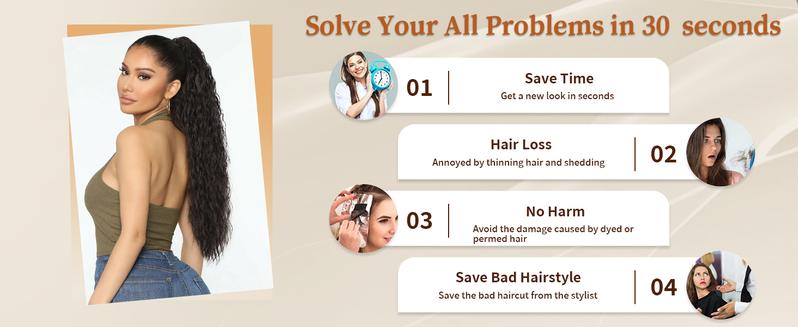 AISI HAIR 26/30 Inch Long Wavy Synthetic Hair Extensions for Women Comfortable Secure High-Quality Material Easy Wear Clip-in Ponytail Hairpiece Perfect for Casual Formal Looks