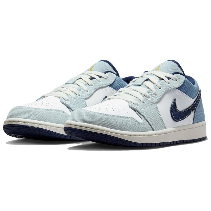 Jordan Air Jordan 1 Low SE IH0648-141 Men's White/Blue Retro Basketball Shoes Comfortable Non-slip Durable Low-top Style Authentic Certified