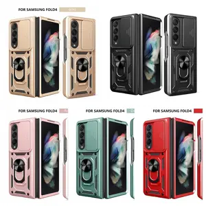 Heavy Duty Armor Phone Case For Samsung Galaxy Z Fold 4 | Camera Lens Protector & Ring Stand Cover Phone Case For Z Fold 3/4/5/6/7 Transparent Soft Silicone Phone CasesShell Tough Phone Cover fashion gift,anti-drop case#SJTCK