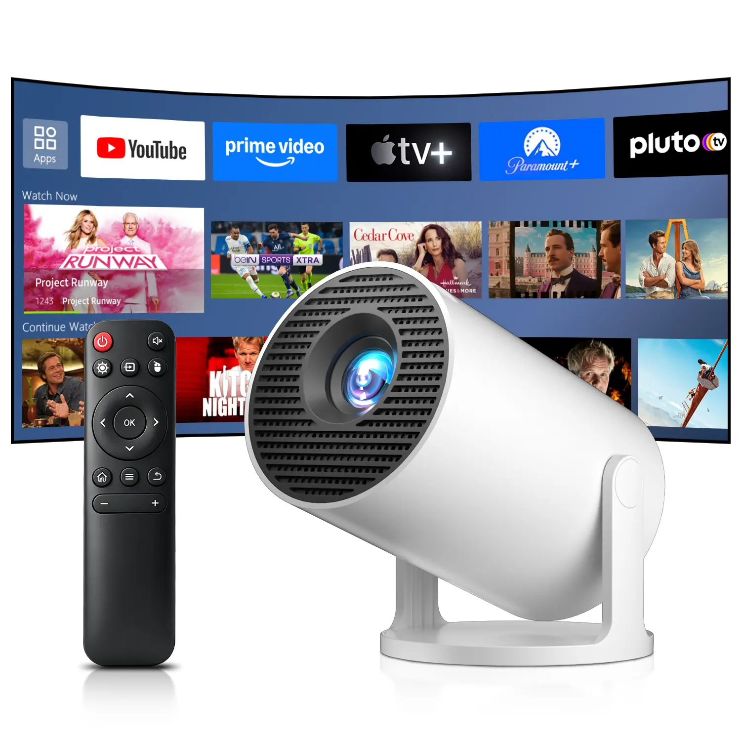 Salange Smart Mini Projector with 5G WiFi6 Bluetooth,Android Portable Projector,4K/8K Support,Short Throw Video Projector, Auto Keystone 180 Degree Rotation, Smart Proyector for Home Outdoor Movie Projector HY300PRO+ 2026 New Upgraded