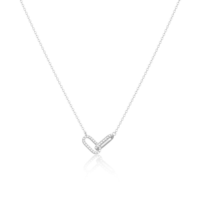TEWIKY 925 Silver-Plated Zircon Cross Oval Necklace, Elegant Design Valentine's Day Gift, Suitable for Various Occasions