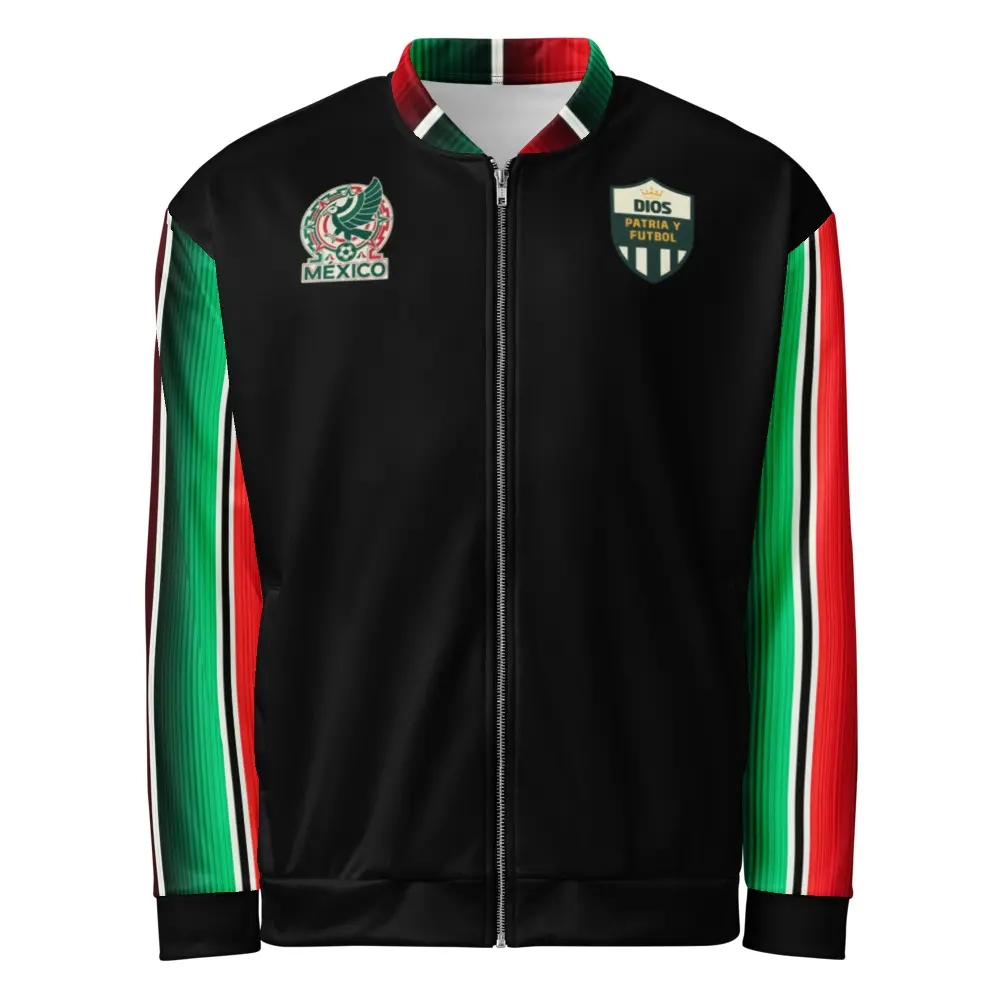 Mexico Serape Style Seleccion Mundial Unisex Bomber Black Jacket -- Unofficial Soccer Team jacket