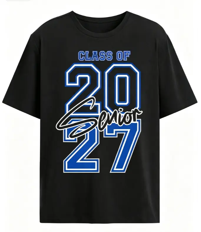 Unisex 2027 Senior Graduate T‑Shirt, Class of 2027 Varsity Print Short‑Sleeve Top, Retro Casual Apparel For Graduation & Back To School