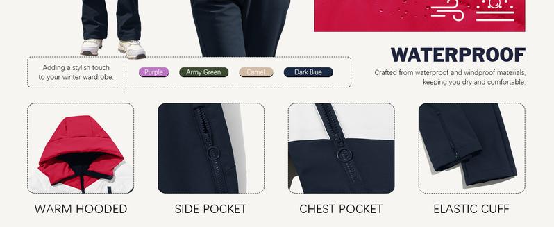 Fisoew Womens One Piece Ski Suit Warm Waterproof Snowsuits Winter Snow Jumpsuits Outdoor Sports Outerwear