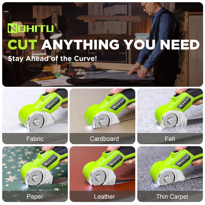 Cordless Electric Scissors: 4V Rechargeable Cardboard Cutter, with LED Light, for Fabric Carpet Carton Plastic Leather Cloth