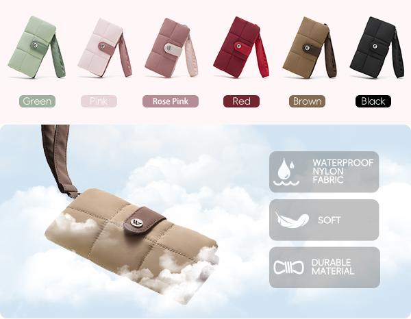 WESTBRONCO Puffy Long Wristlet Wallets Fashion Card Holder for Daily Use, Stylish Women Phone Wallet RFID Blocking for Teen Girls, Spring Trendy Coin Purse with ID Window&Zipper Pocket&Card Slots Casual Style Gift for Mom TikTokShopStockUp