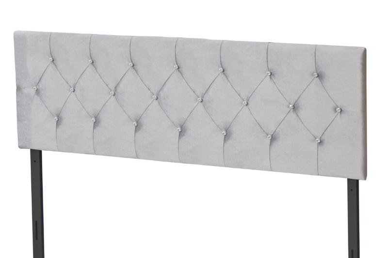 Favorer Concetta Diamond Tufted Velvet Upholstered Headboard, Silver Gray/Black/Blue/Pink