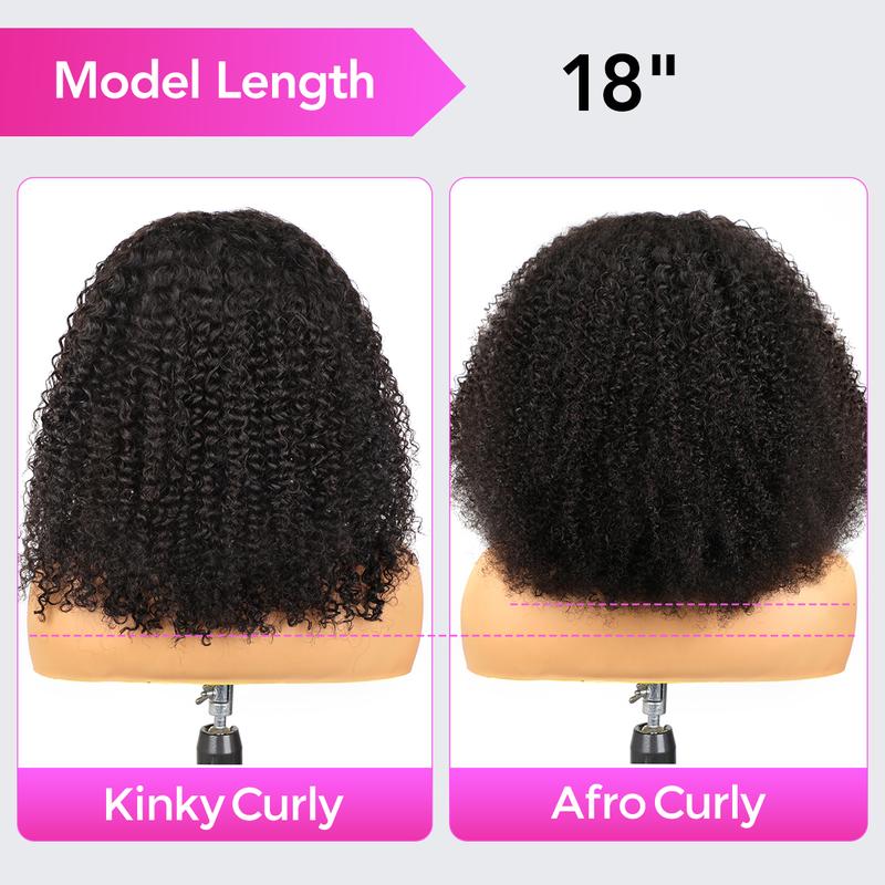 Vshow Kinky Curly Hair V Part Human Hair Wig With Drawstring All Size Fit 250% Density Glueless V Part Wig For Black Women Natural Blend Kinky Curly Wigs #springfresh