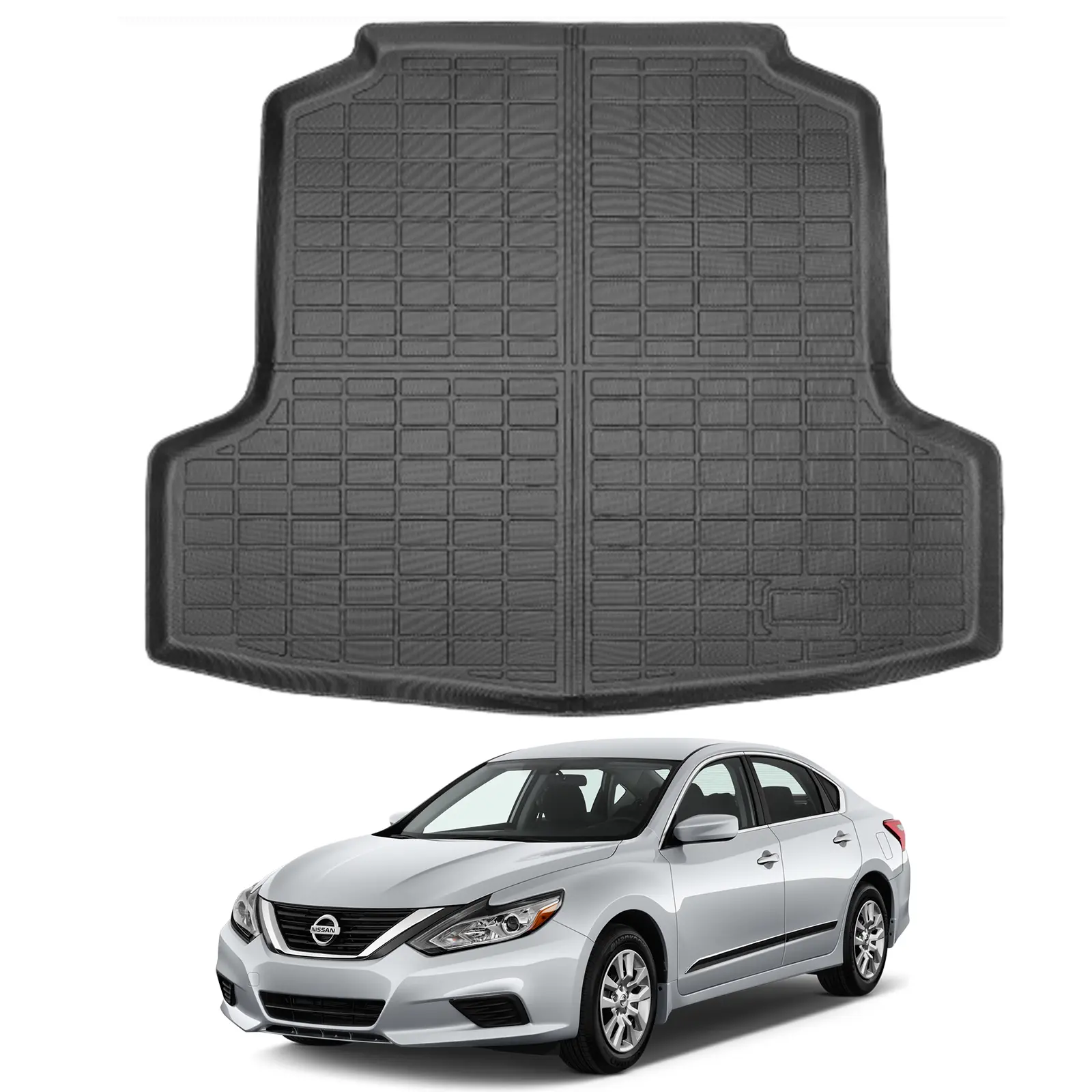 Canvcle Premium TPE Trunk Mat - Automotive Mats, Heavy-Duty All-Weather Anti-Slip Cargo Liner with Raised Walls, Precision Cut (30"l x 22"w x 3"t) for 2013-2018 Nissan Altima Sedan, Car Interior Accessories