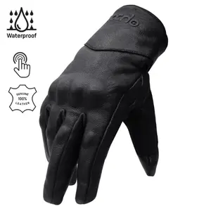 Leather Touch Screen Motorcycle Full Finger Gloves Motorbike racing CE Knuckle