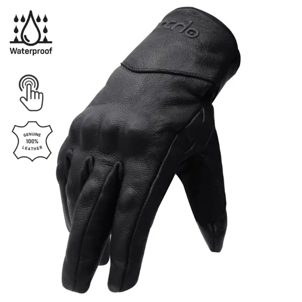Leather Touch Screen Motorcycle Full Finger Gloves Motorbike racing CE Knuckle