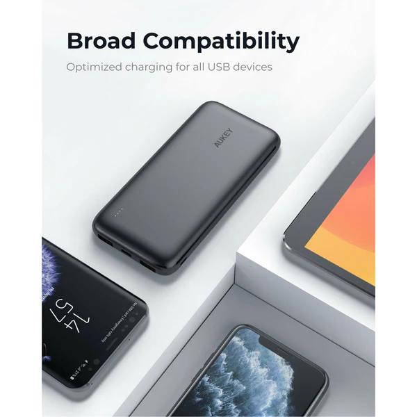 AUKEY  10000mAh 18W PB-N73S PD USB C Portable Charger Black Fast Charging USB Type-C USB 3.0 Micro USB Accessories Phone