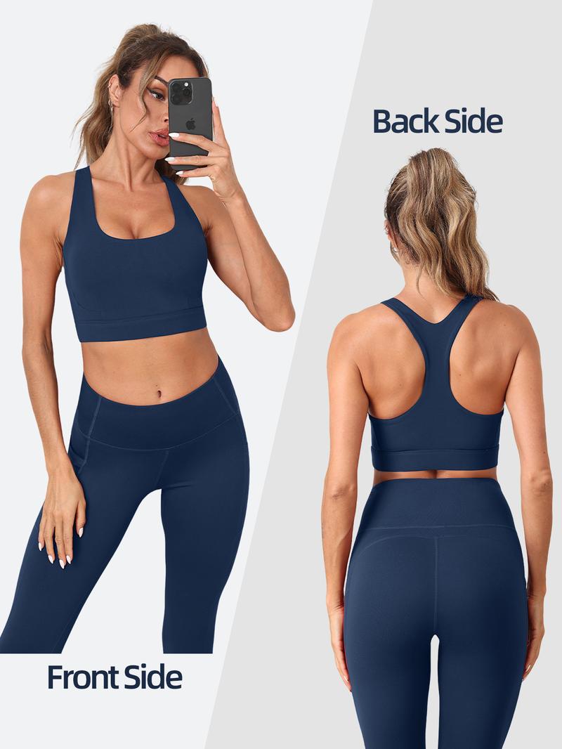 CHRLEISURE Women's Suit Workout Set Yoga Outfit Activewear for Daily Wear with Long Sleeve Top & High-Waisted Leggings