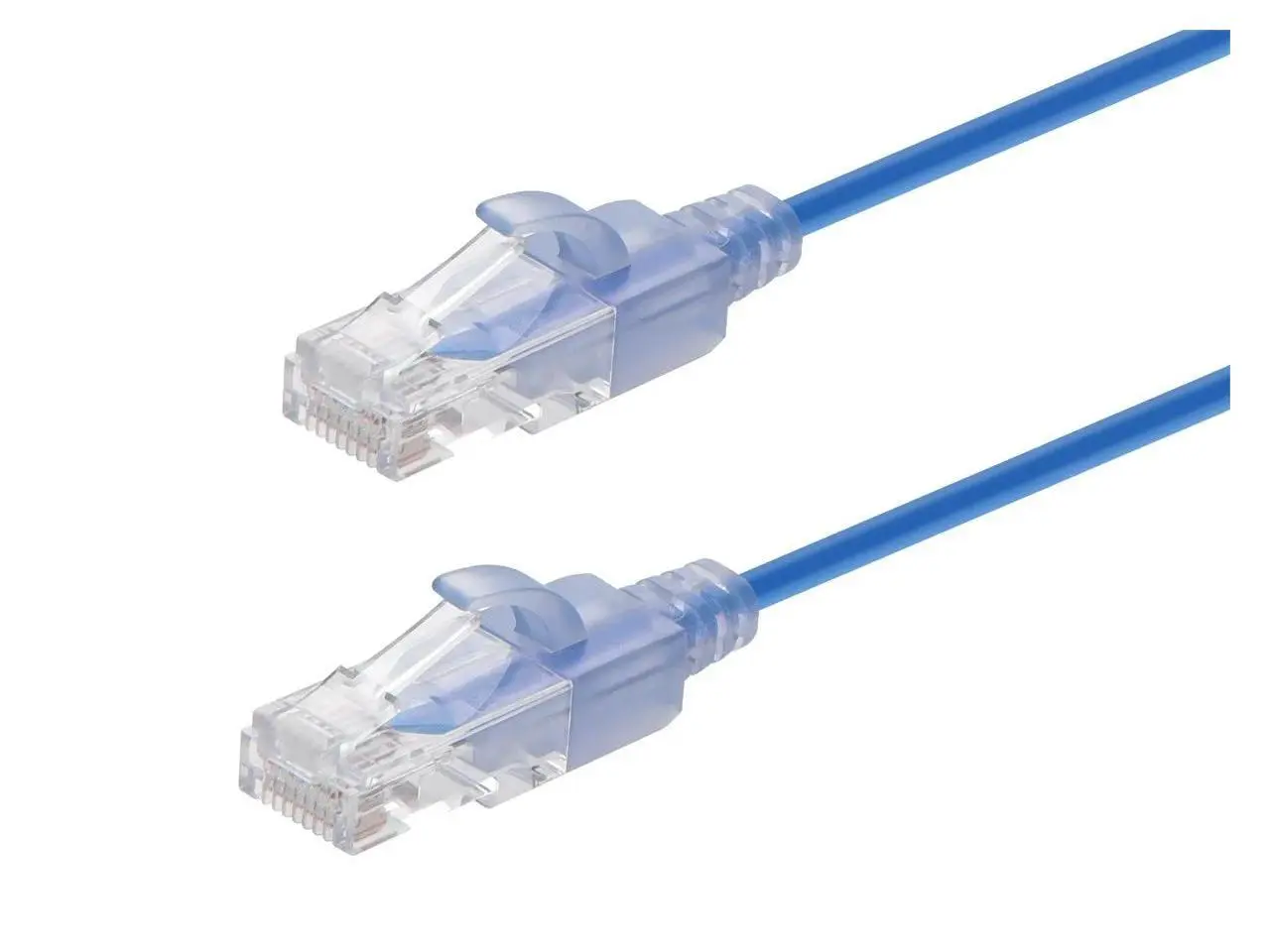 Monoprice Cat6A Patch Ethernet Cable - 5 Feet - Blue | UTP, 30AWG, 10G, Pure Bare Copper, Snagless RJ45, For Computer Networking Cable, LAN, Modem, Router - SlimRun Series