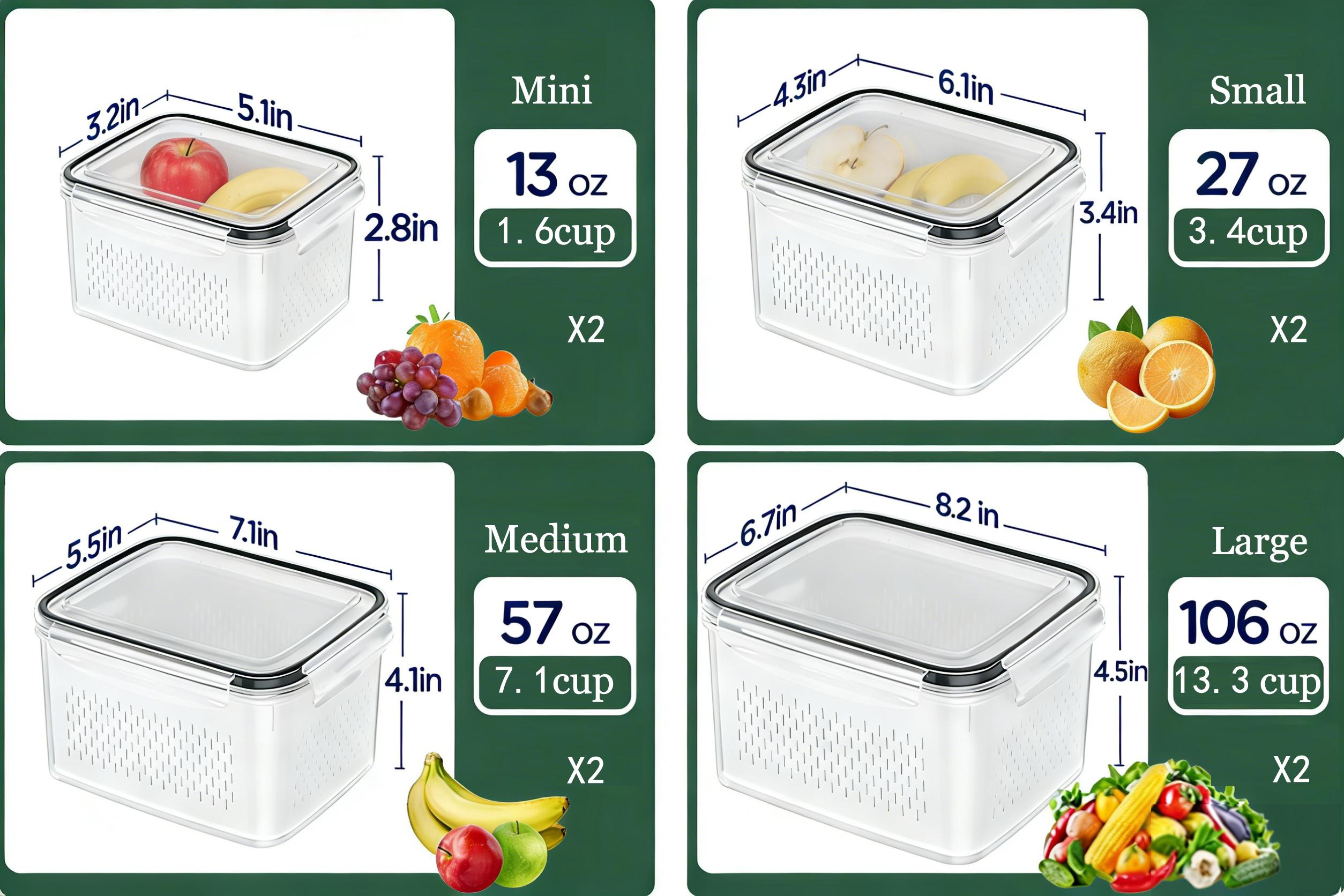 16 pcs Fruit Storage Containers (8 Colanders & 8 Storage box) for Fridge with Removable Colander, Airtight Food Storage Container Organiser Set Utensils with Lids Kitchen Stackable 16 pcs Fruit Storage Containers (8 Colanders & 8 Storage box) for Fridge with Removable Colander, Airtight Food Storage Container Organiser Set Utensils with Lids Kitchen Stackable