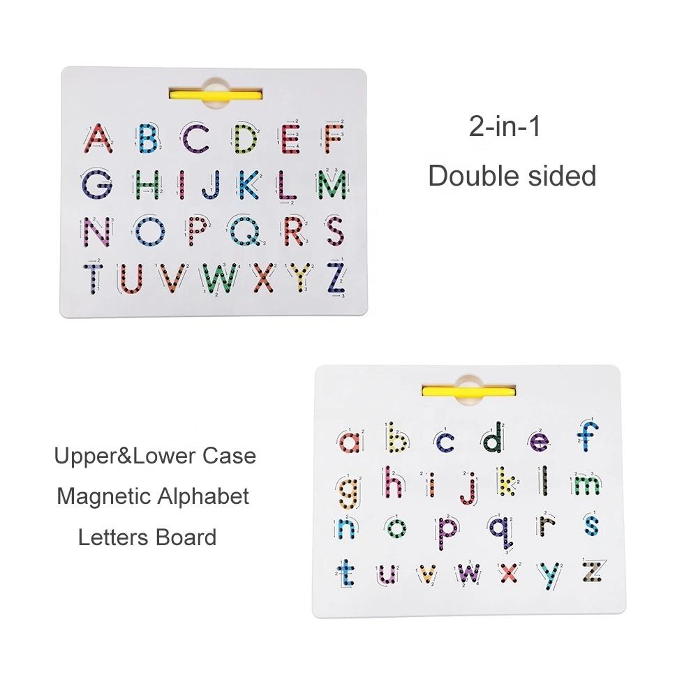 2-in-1 Double-Sided Magnetic Letter Tracing Board – Montessori ABC Learning board for Toddlers, Alphabet Writing Practice Board with Uppercase & Lowercase Letters, Educational Preschool Sensory Travel Toy for Kids Ages 3-5