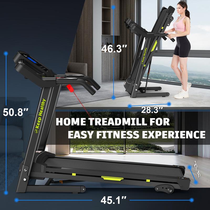 【New arrival with 3 incline】LIVIVOX 3.5 Folding Treadmill for Home/Office with Incline 330lb Weight Capacity, Portable Treadmill with Bluetooth, 12 Preset Programs, adjusting speed walking pad home gym equipment