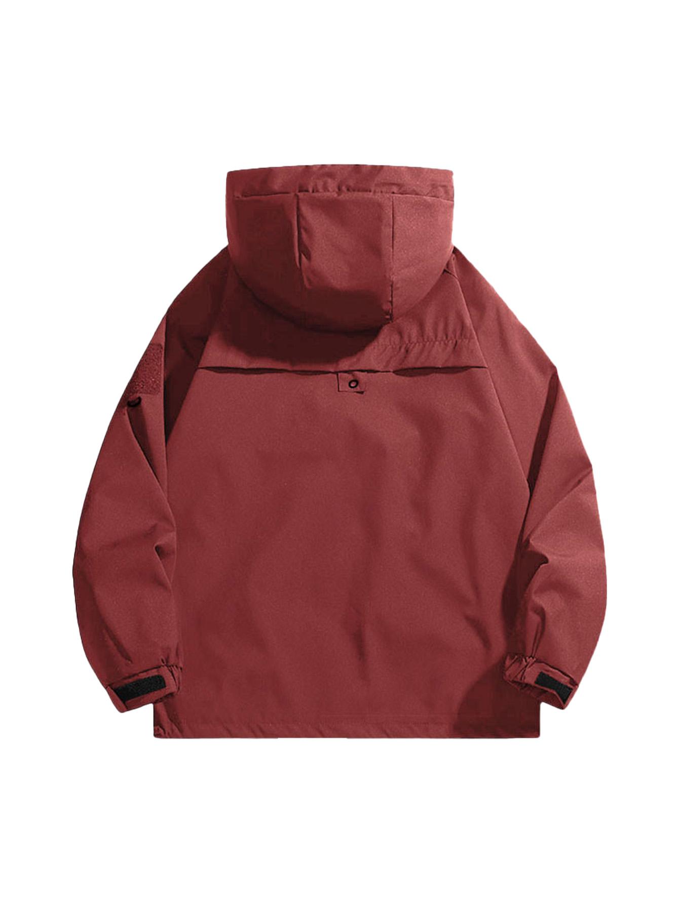 CCCMAI Men's Windbreaker Jacket with Hood Zippered Pockets & Adjustable Drawstrings Regular Fit Spring Fall Outdoor Workwear for Hiking Camping Casual Wear Hiking Gear Functional Design Durable Fabric