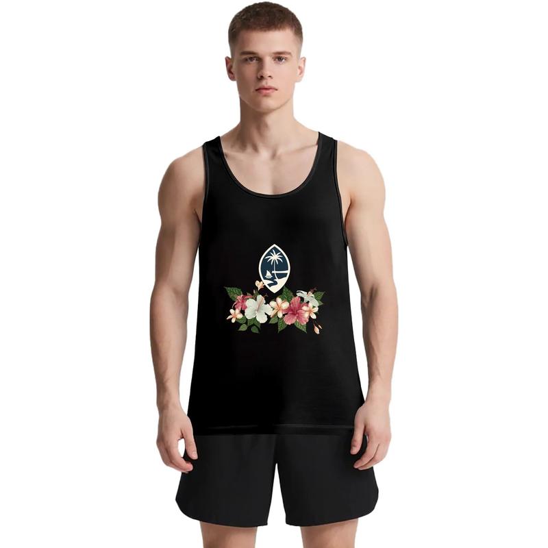 Hawaiian Floral Graphic Tank - Unisex Cotton Tropical Top