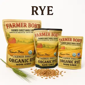 Farmer Bob's Whole Rye Berries Organic - USDA Certified, Farmer-Direct, Grown in USA - No Glyphosate, Reclosable Bag - Ideal for Baking Rye Bread, Cooking - Premium Organic Rye Berry Grain