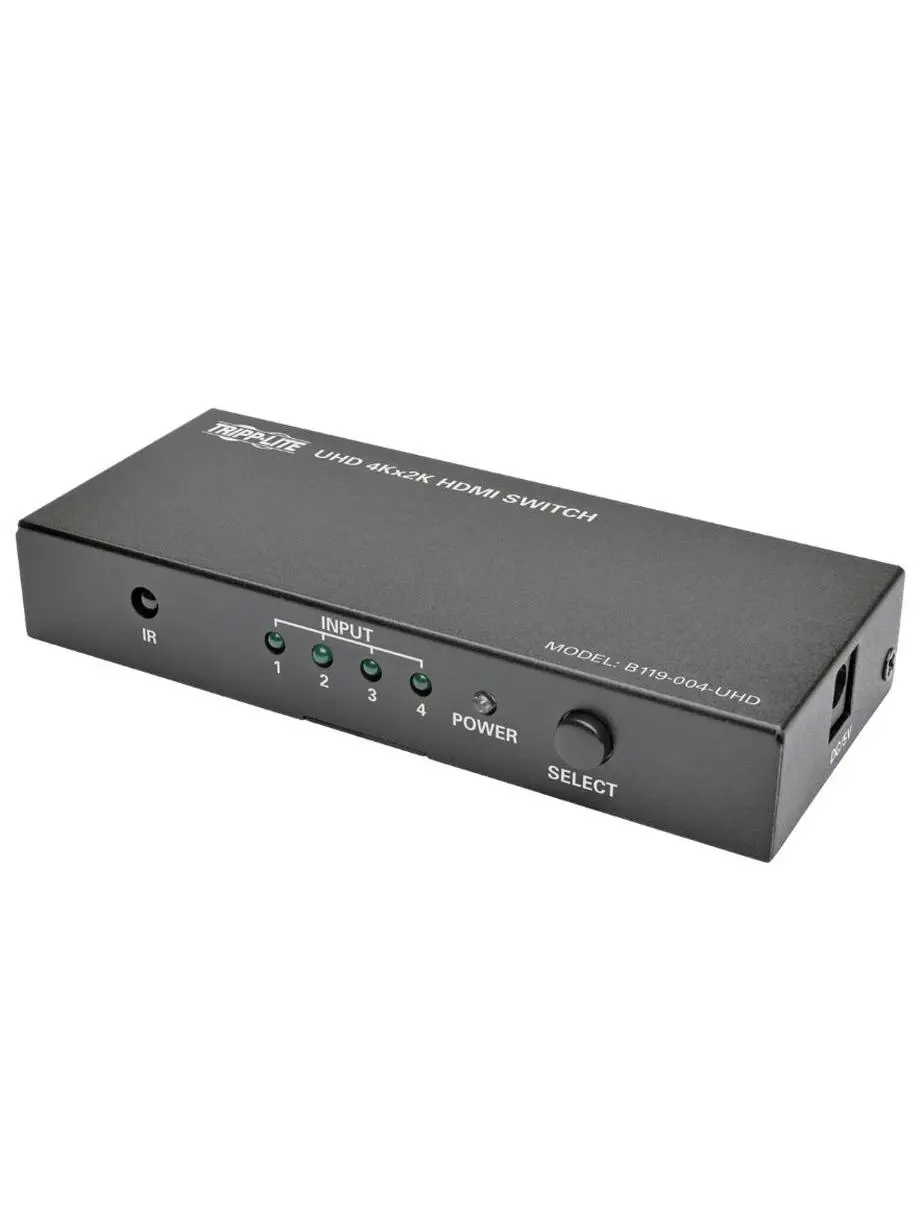 Tripp Lite TRL-B119-004-UHD 4-Port 4K x 2K UHD 60 Hz HDMI Switch with Remote Control for Video & Audio