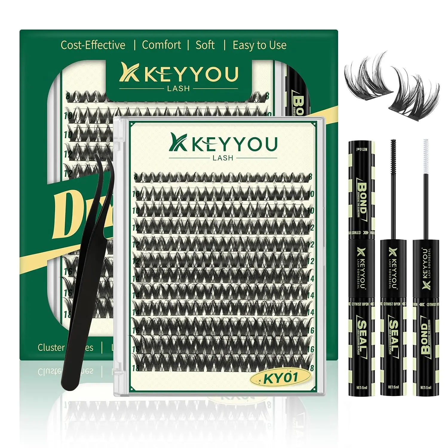 KEYYOU KY01 Lash Clusters Kit, DIY Eyelash Extension Kit