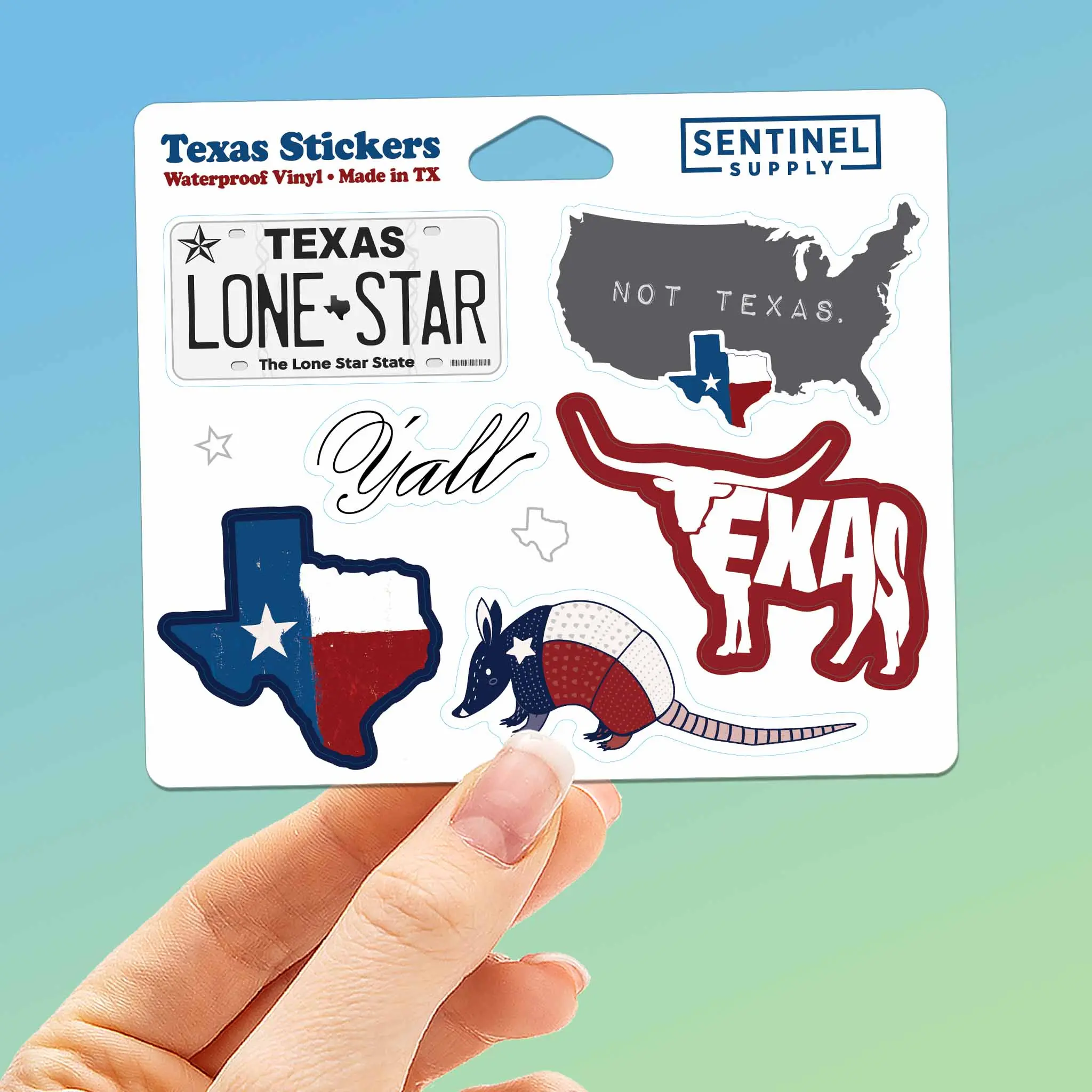 Texas Sticker Sheet - Set of 6 Mini TX Flag Decals