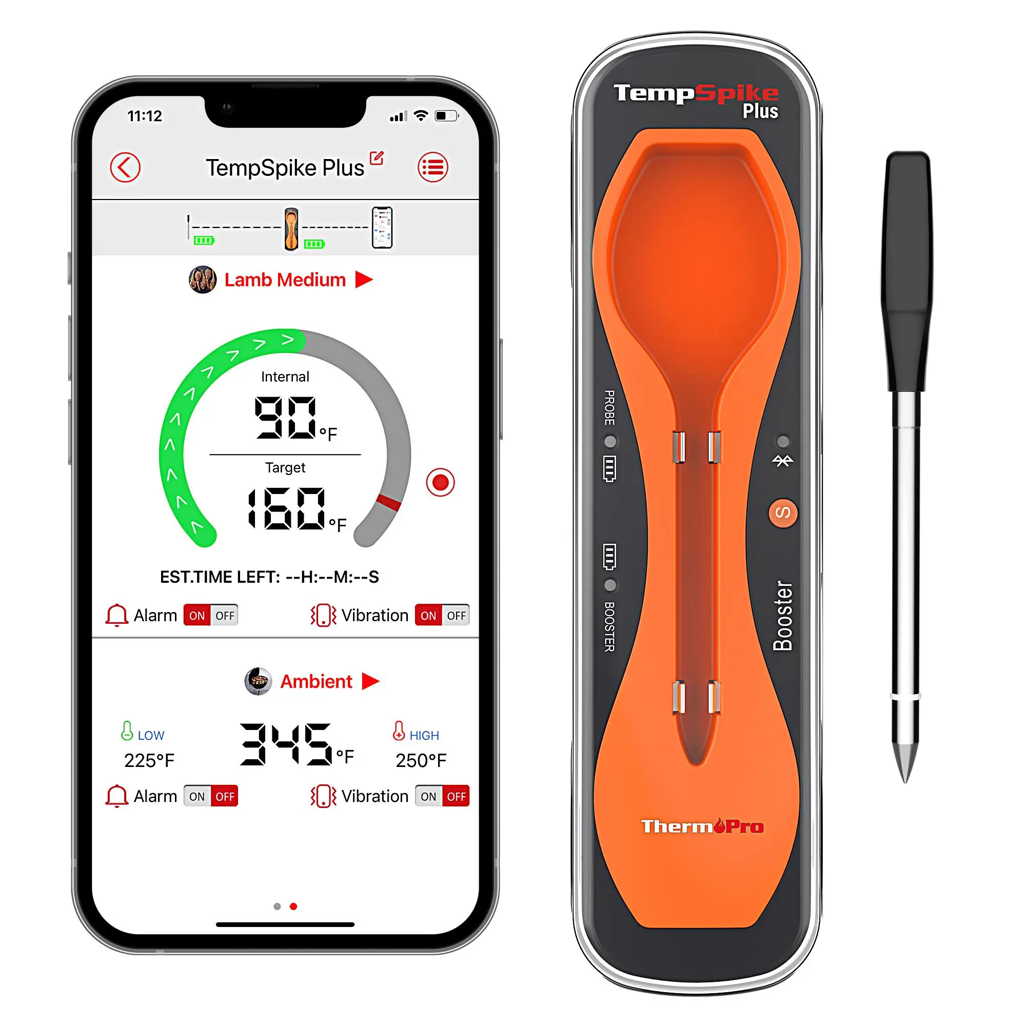 TempSpike Portable Digital Meat Thermometer Bluetooth, App Control, Wireless, Steel Probe for Cooking, Grill, Smoker, Oven, BBQ,summerwins ,Kitchen Temperature Monitoring,campingessentials,campinggear(TP970 Bundle),home essentials