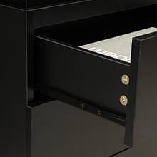 Sikaic Modern Nightstand with LED Lights & Charging Station Black 15.8"D x 17.7"W x 26.8"H Sliding Top Drawers for Bedroom & Living Room