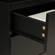 Sikaic Modern Nightstand with LED Lights & Charging Station Black 15.8"D x 17.7"W x 26.8"H Sliding Top Drawers for Bedroom & Living Room