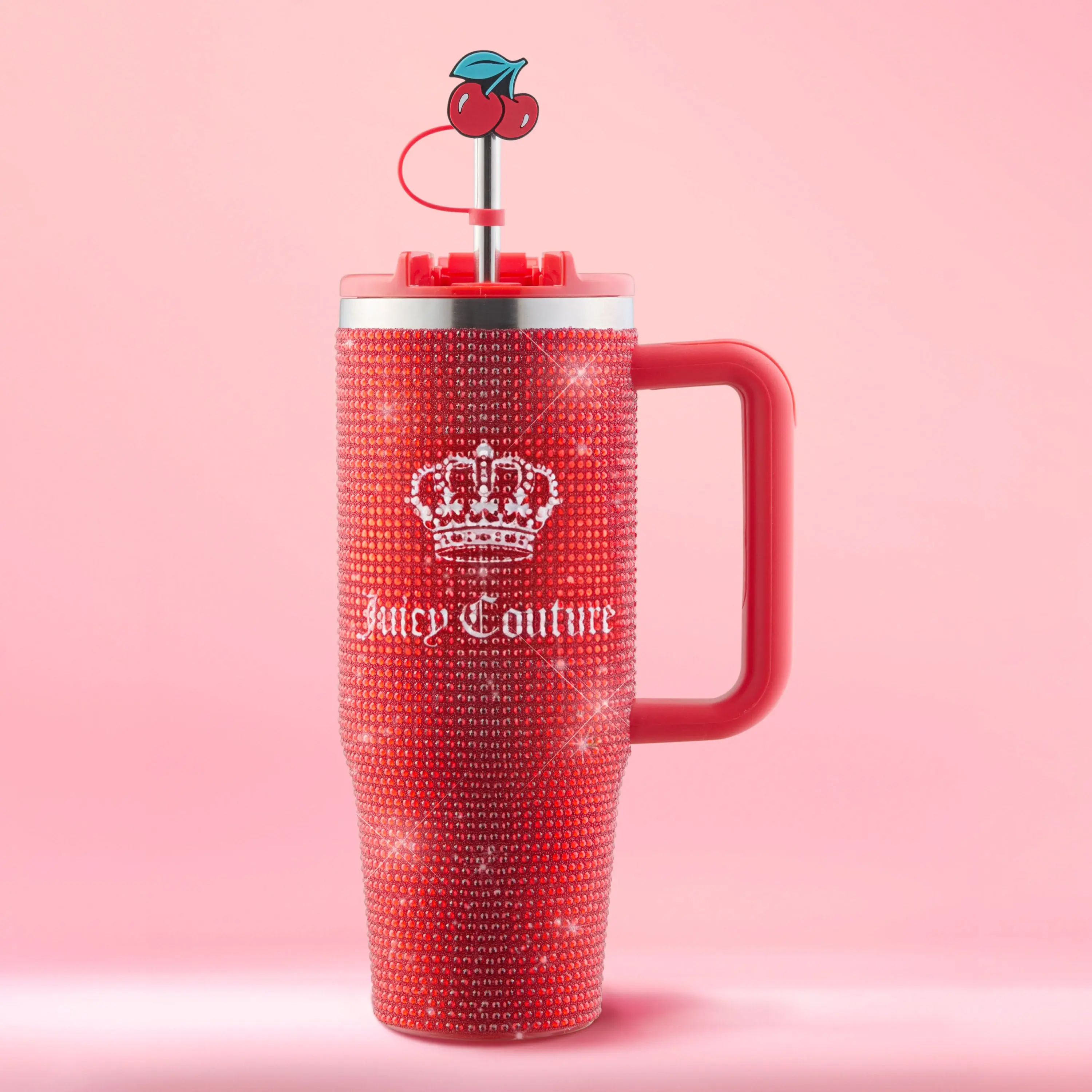Diamond Bling  Stainless Steel Tumbler with Handle and Straw, 30 oz